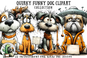 Quirky Funny Dog Clipart, an Illustration by OK Design