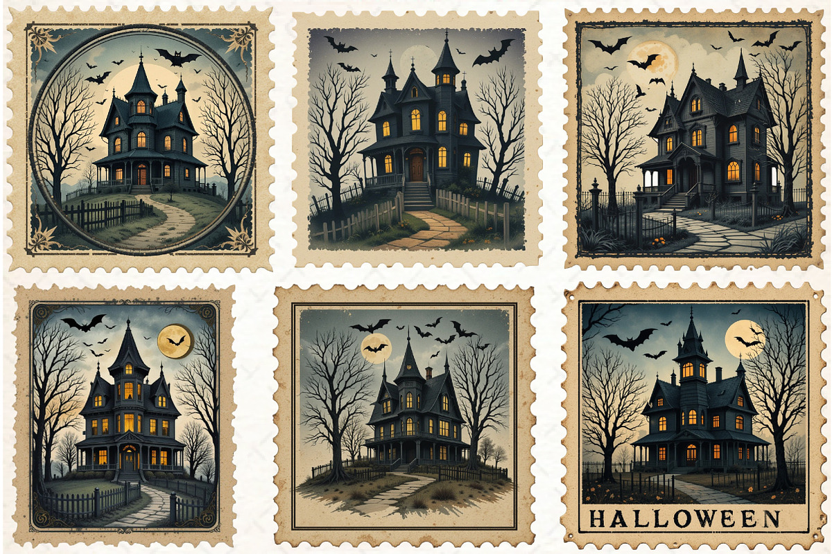 Halloween Postage Stamp Sublimation, an Illustration by Libby Wishes (Photo 3 of 6)