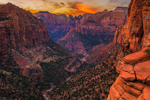 Sunset over zion national park utah stock photo containing zion and national, a Nature Photo by Nick Fox