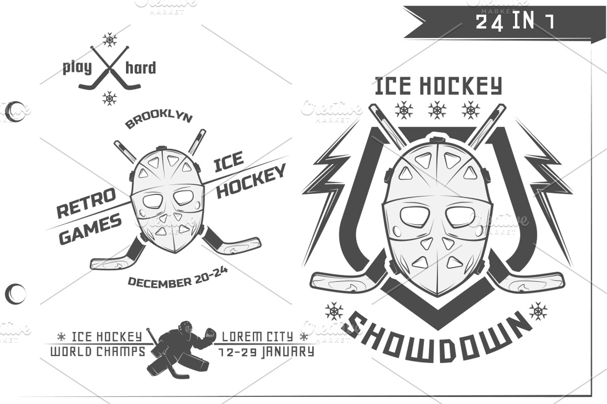 24 in 1 Ice Hockey design elements, an Illustration by Hadanello88 (Photo 4 of 5)