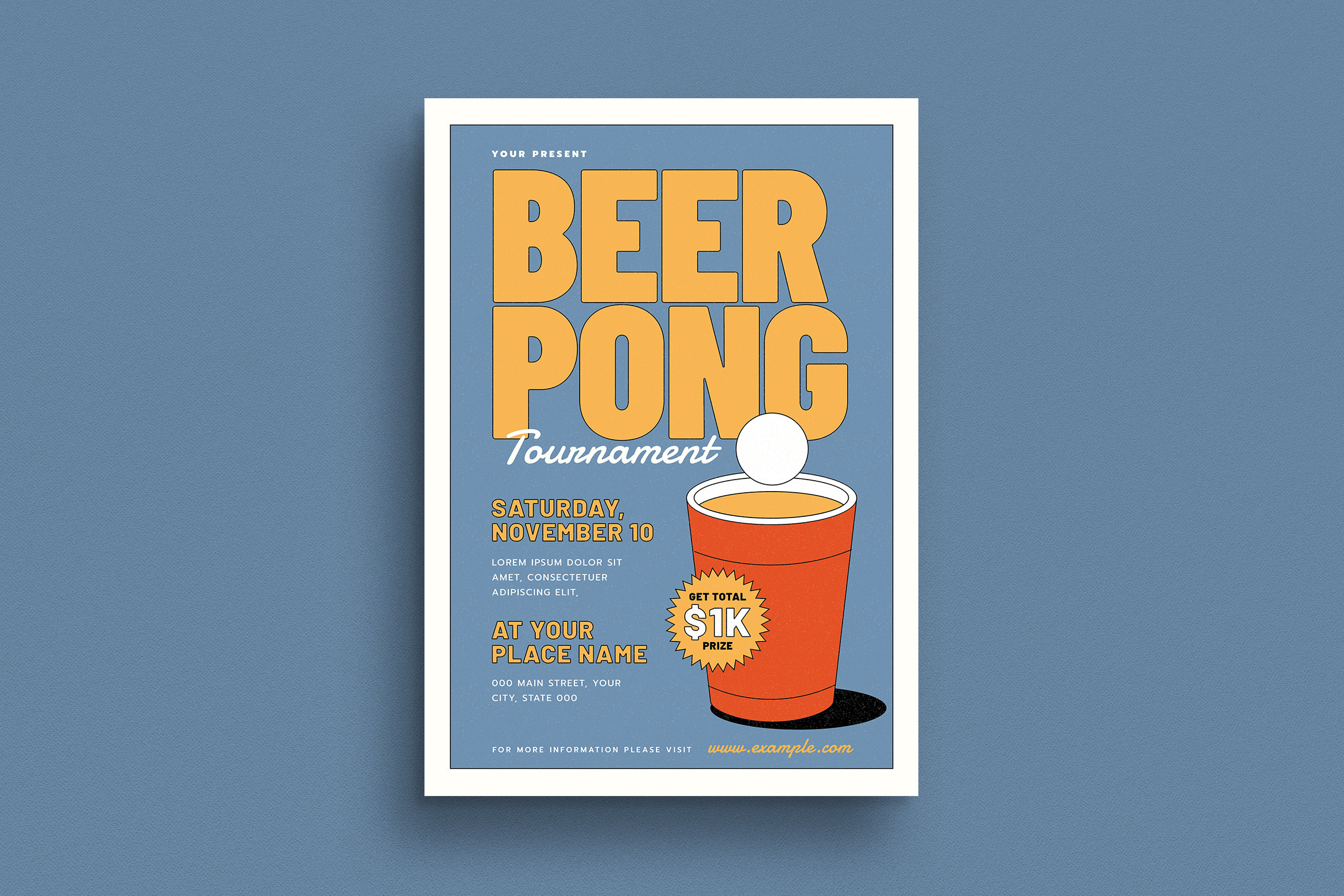 Retro Beer Pong Event Flyer, a Flyer Template by Guuver
