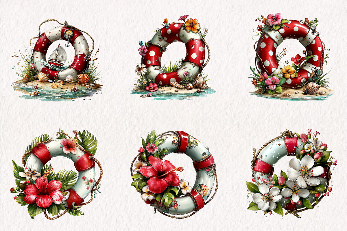 Whimsical Summer Lifebuoy Clipart, an Illustration by CreationArt (Photo 4 of 10)