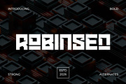 Robinsen – Bold Tech Display Font, a Sans Serif Font by Artiveko (Thumbnail 1 of 7)