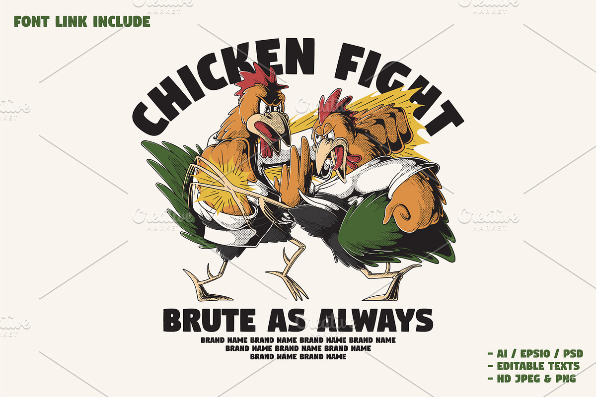 Retro Rooster Fighting Mascot, a Branding & Logo Template by Judsart (Photo 1 of 3)