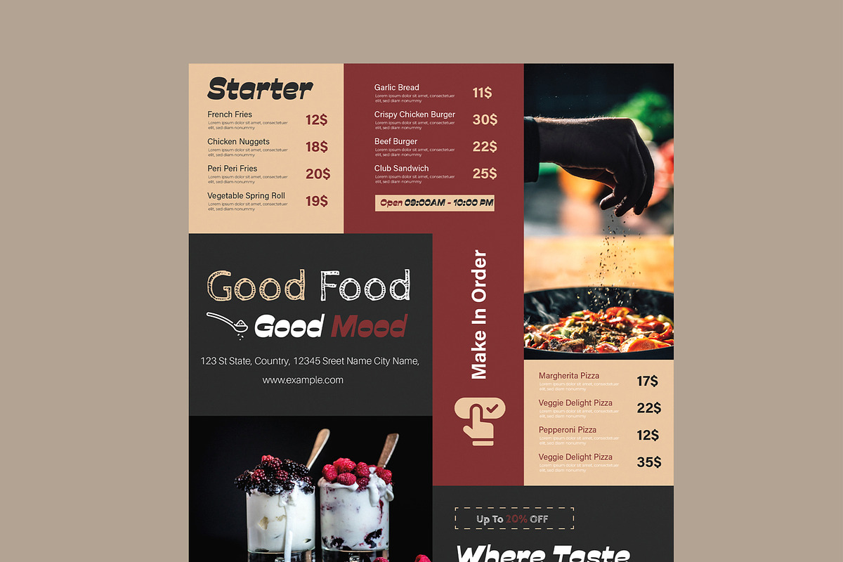 Food Menu Template Design, a Flyer Template by MightyDesign (Photo 4 of 8)