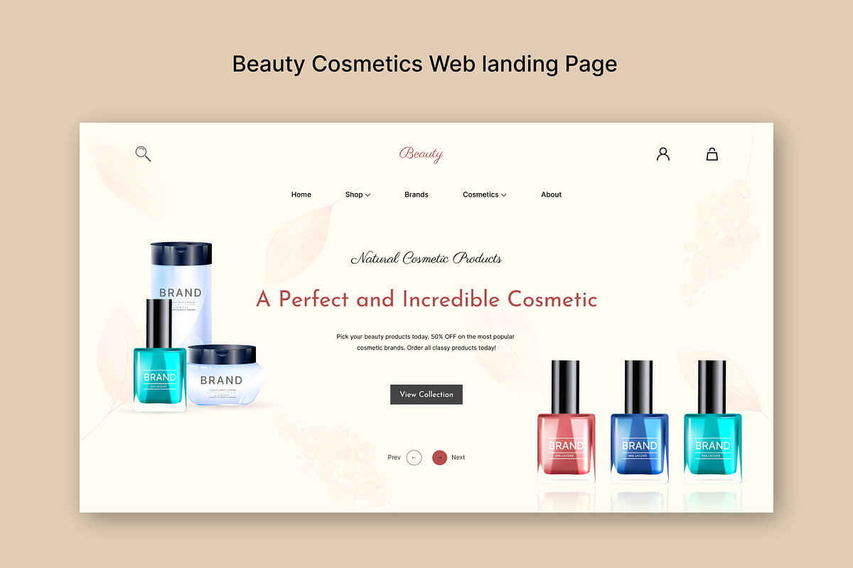 Beauty Cosmetics Web Landing Page, a Landing Page Template by sumonuix