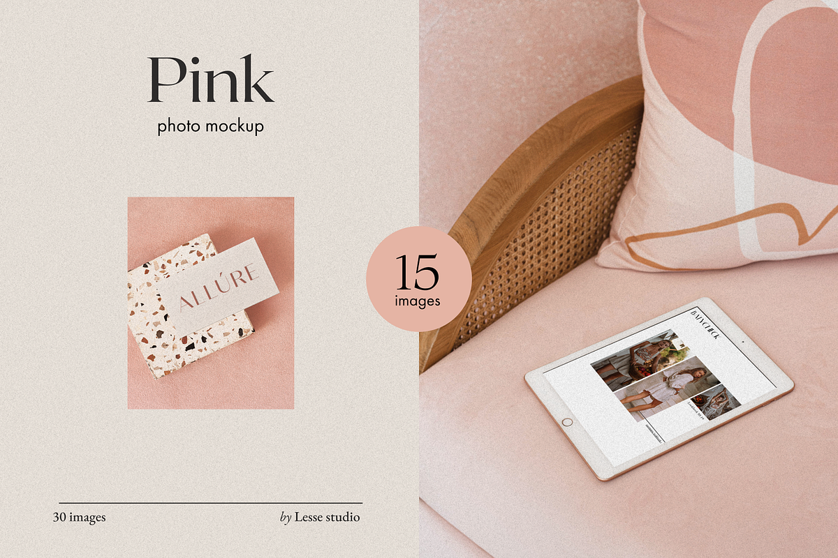 Pink COCO Business Card Mockup, a Print Template by Lesse Studio (Photo 1 of 8)