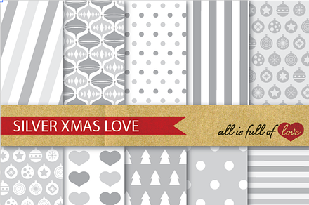 Silver Grey Christmas patterns