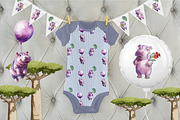Birthday Hippo – Watercolor Clipart, an Illustration by IrynaPanashii (Thumbnail 7 of 9)