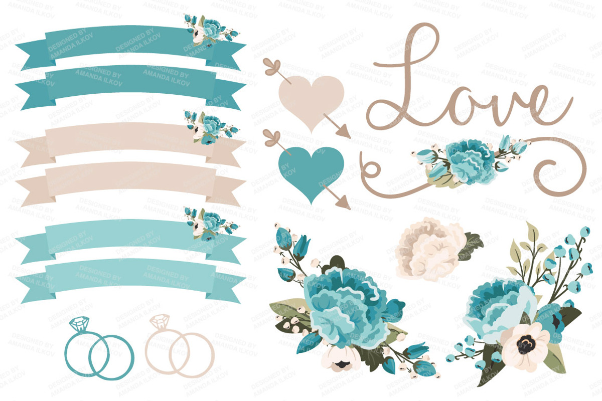 Wedding Floral Clipart & Vectors, an Illustration by Amanda Ilkov (Photo 4 of 4)