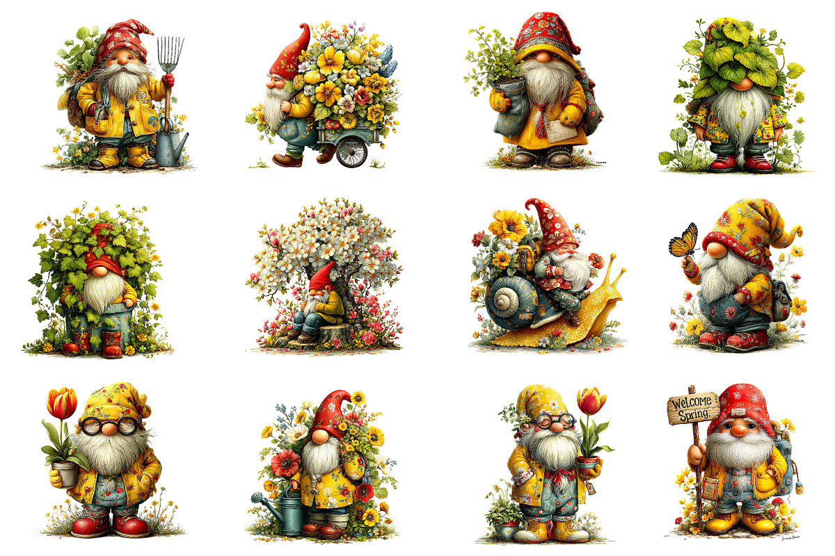 Spring Garden Gnome clipart, an Illustration by Dream Creation (Photo 3 of 5)