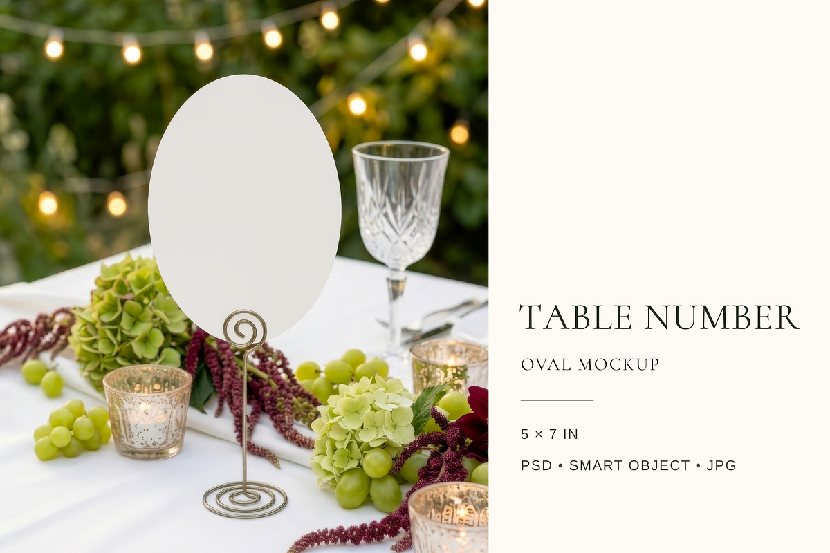 5x7 Oval Table Number Card Mockup, an Advertising Mockup by Serenefeeling (Photo 1 of 8)