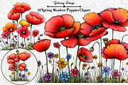 Spring Meadow Poppies Clipart, an Illustration by GatewayDesign (Thumbnail 1 of 10)