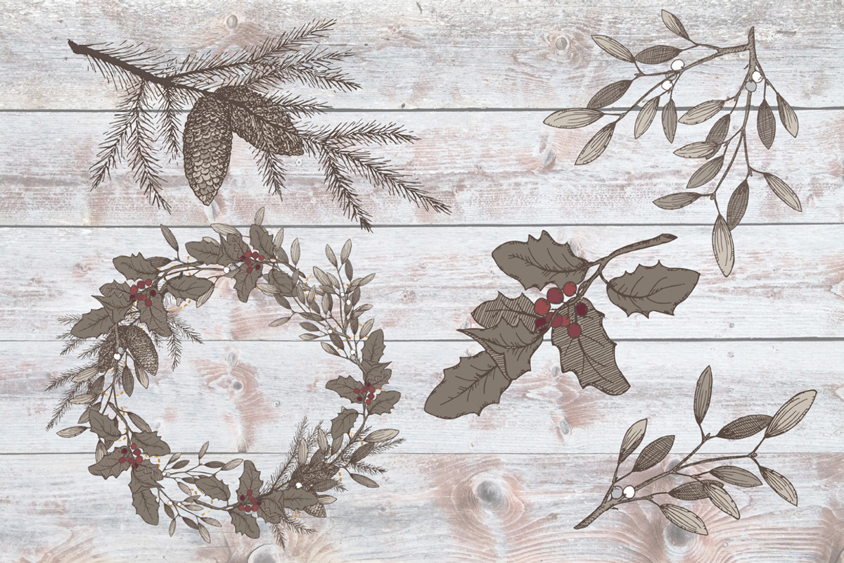 Vintage Christmas card, a Card Template by Quetzal Art (Photo 3 of 3)