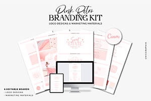 Pink Retro Branding Kit Canva Templa, a Branding & Logo Template by ChicGraphix