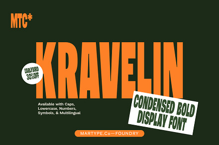 MTC Kraveline - Condensed Bold Font, a Sans Serif Font by Martype