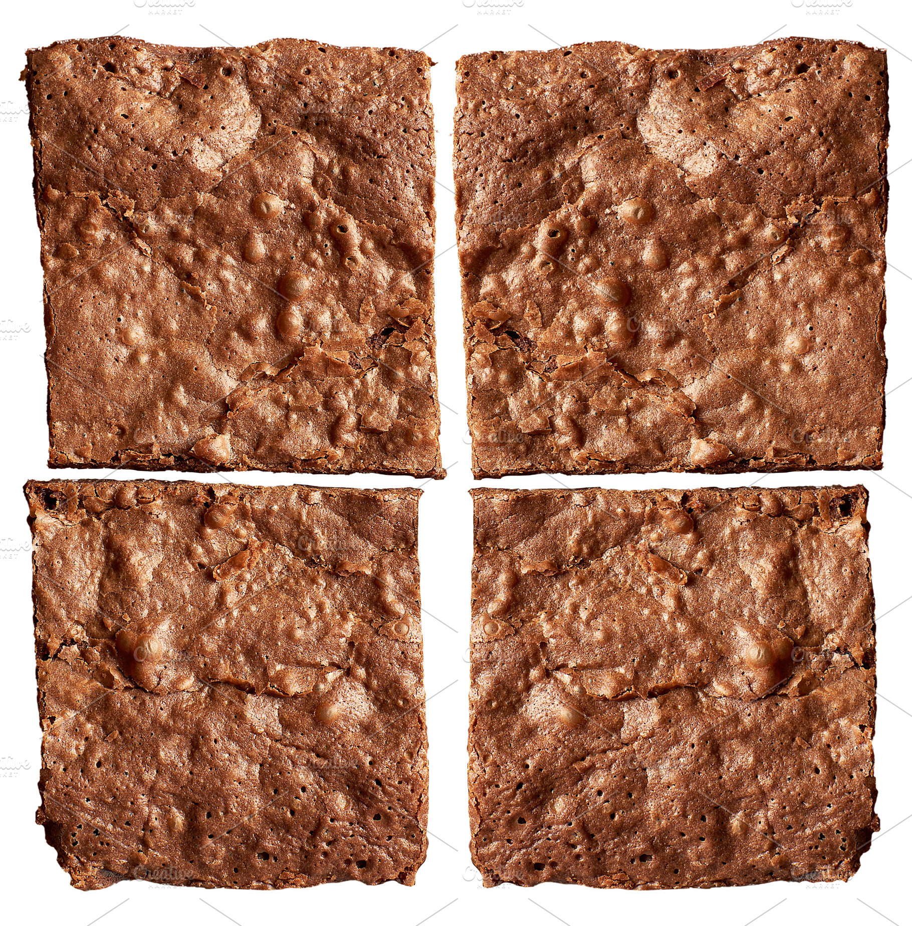 Rectangular baked brownie chocolate cake with cracked surface, a Food & Drink Photo by ndanko