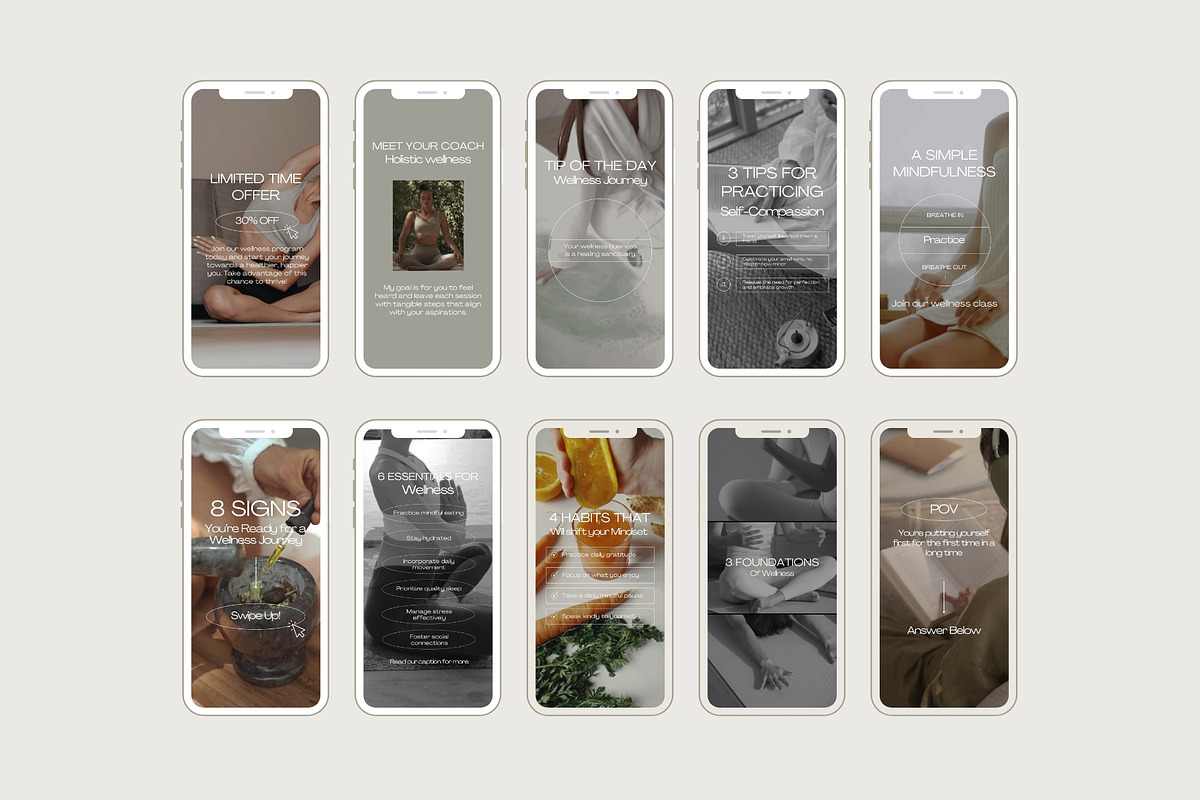 100 Wellness Reel Templates, a Social Media Template by Instprofi | Studio Estimo (Photo 10 of 11)