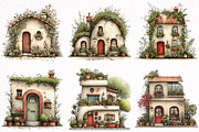 Green Summer Home Watercolor Clipart, an Illustration by DreamArtGraphic (Thumbnail 7 of 8)