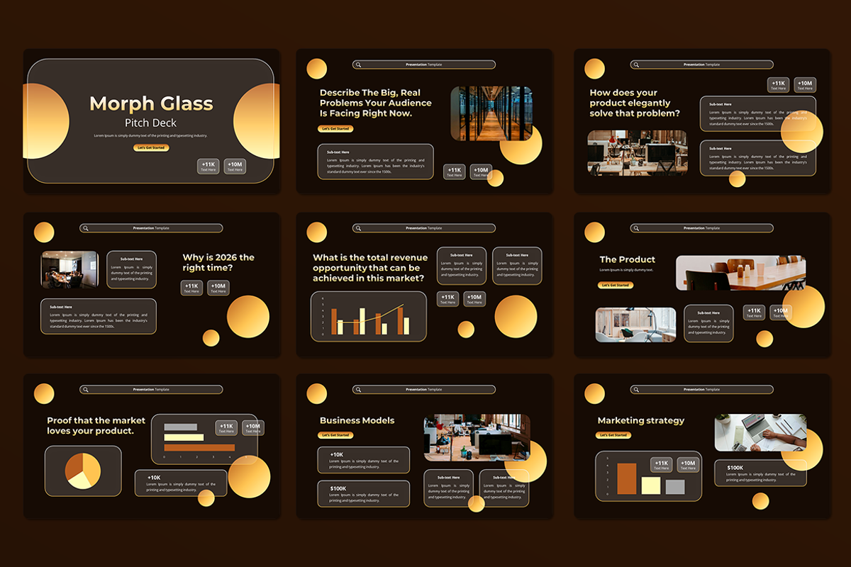 Morph Glass Pitch Deck - PowerPoint, a Presentation Template by Iqsiart Studio (Photo 2 of 3)