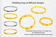 Wedding rings watercolor clipart, an Object Illustration by KathrineWatercolor (Thumbnail 3 of 10)