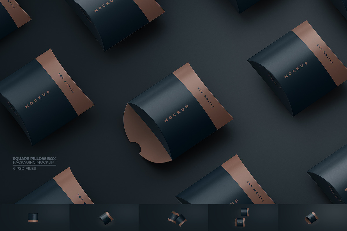 Square Pillow Box Packaging Mockup, a Packaging Mockup by Sheikhadesign (Photo 1 of 11)