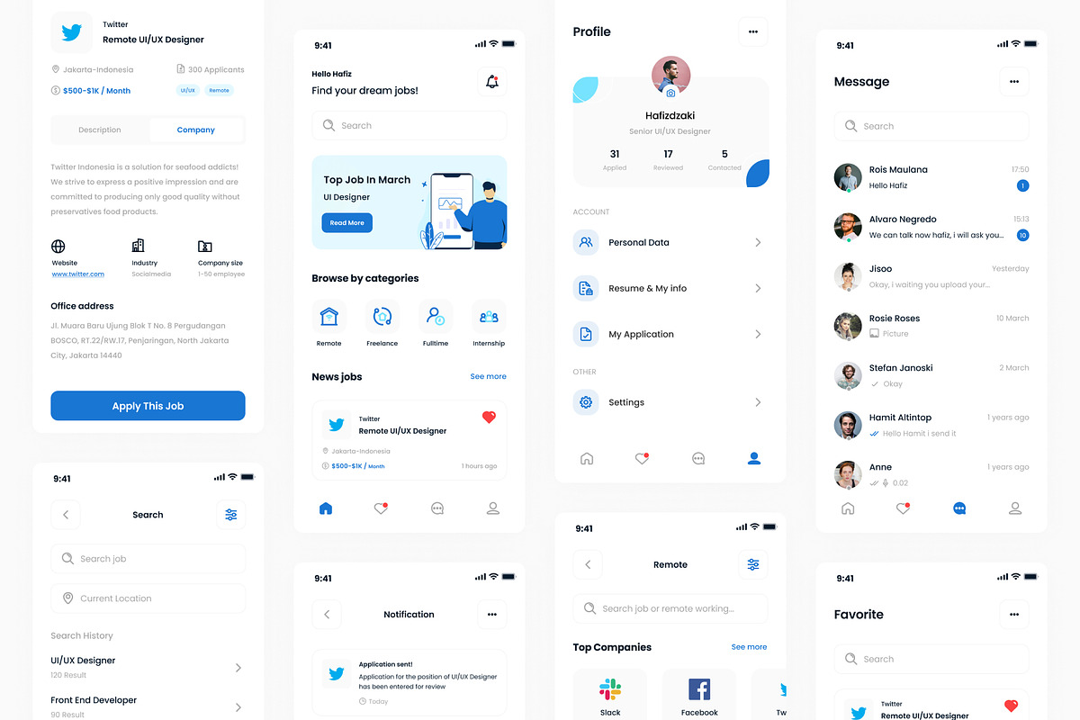 Job Finder UI Kit, a Templates & Theme by Kawalan Studio (Photo 3 of 6)
