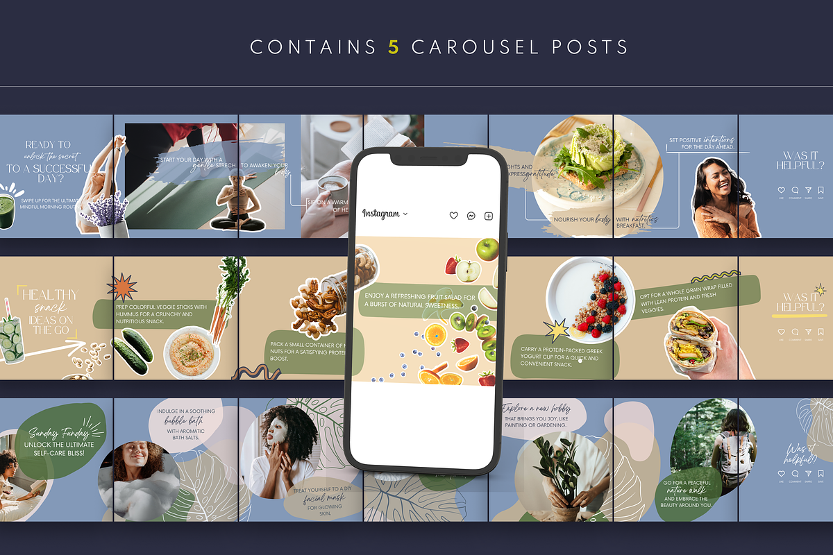 Wellness IG Canva Pack: 90+ Posts, a Social Media Template by Glow Muse Studio (Photo 3 of 9)