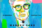 Marker Pens for Procreate, a Brush Add-On by Neon Wild (Thumbnail 1 of 10)