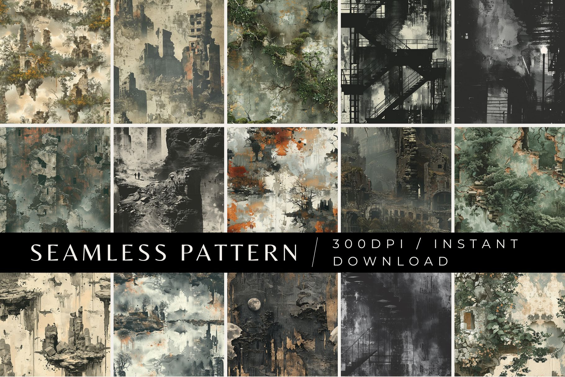 15 Post Apocalyptic Seamless Pattern, a Pattern Graphic by Inknfolly