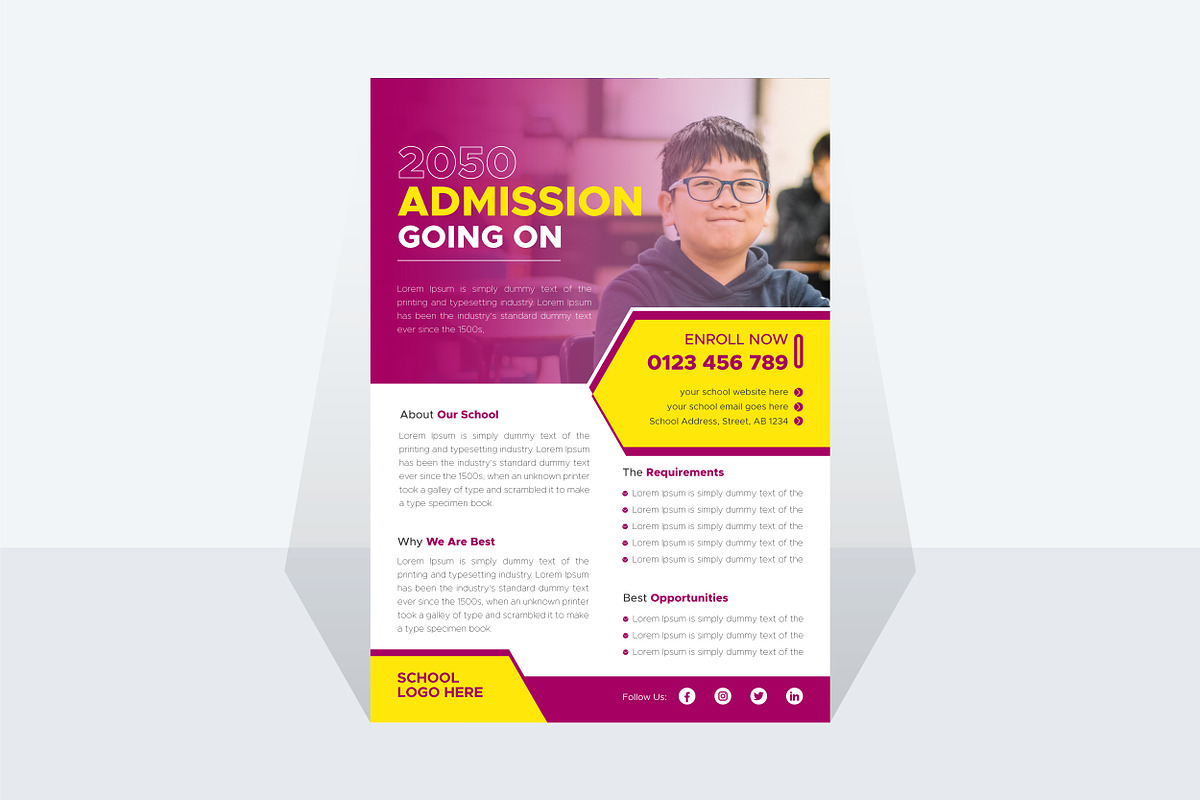 Education Flyer Design For Admission, a Flyer Template by MxVect Stock (Photo 2 of 3)