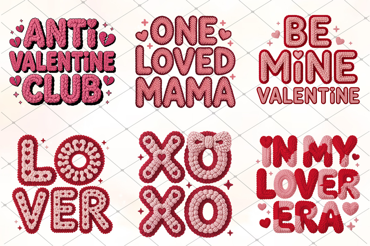 Valentine Faux Latch Hook Png Bundle, an Illustration by RobertsArt (Photo 2 of 5)