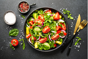 Fresh salad with leaves and, a Food & Drink Photo by Nadia-nb