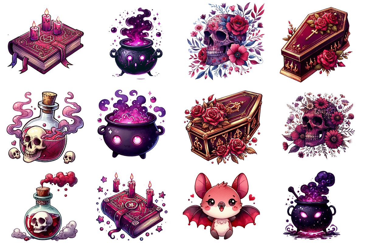 Burgundy & Halloween Sublimation png, an Illustration by Watercolor design (Photo 2 of 5)