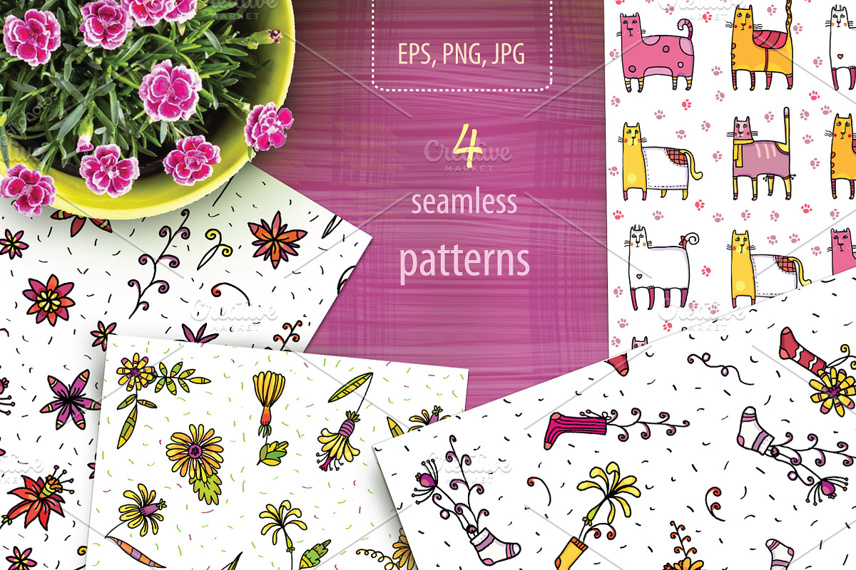 Cats in Socks & Wonder Flowers, an Object Graphic by Zooza Art (Photo 5 of 10)