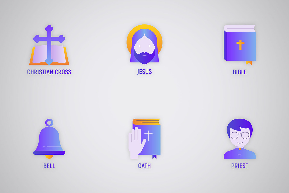 Christianity | 16 Flat Gradient Icon, an Outline Icon by Alex Blogoodf (Photo 5 of 11)