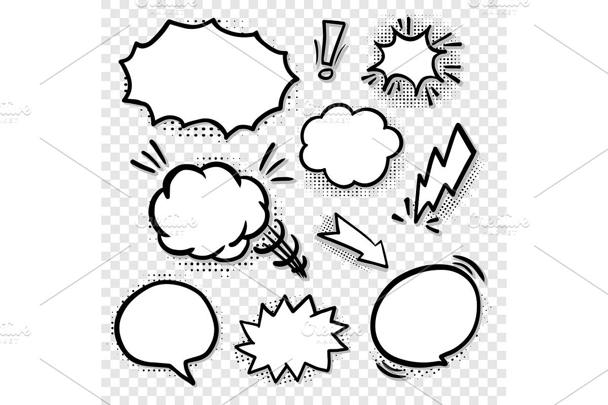 comic blank speech bubbles set, an Object Graphic by TotallypicRF