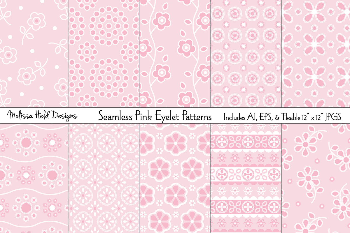 Seamless Pink Eyelet Patterns