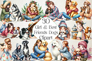 Girl & Best Friends Dogs PNG, an Illustration by DreamPrint404 (Thumbnail 1 of 6)
