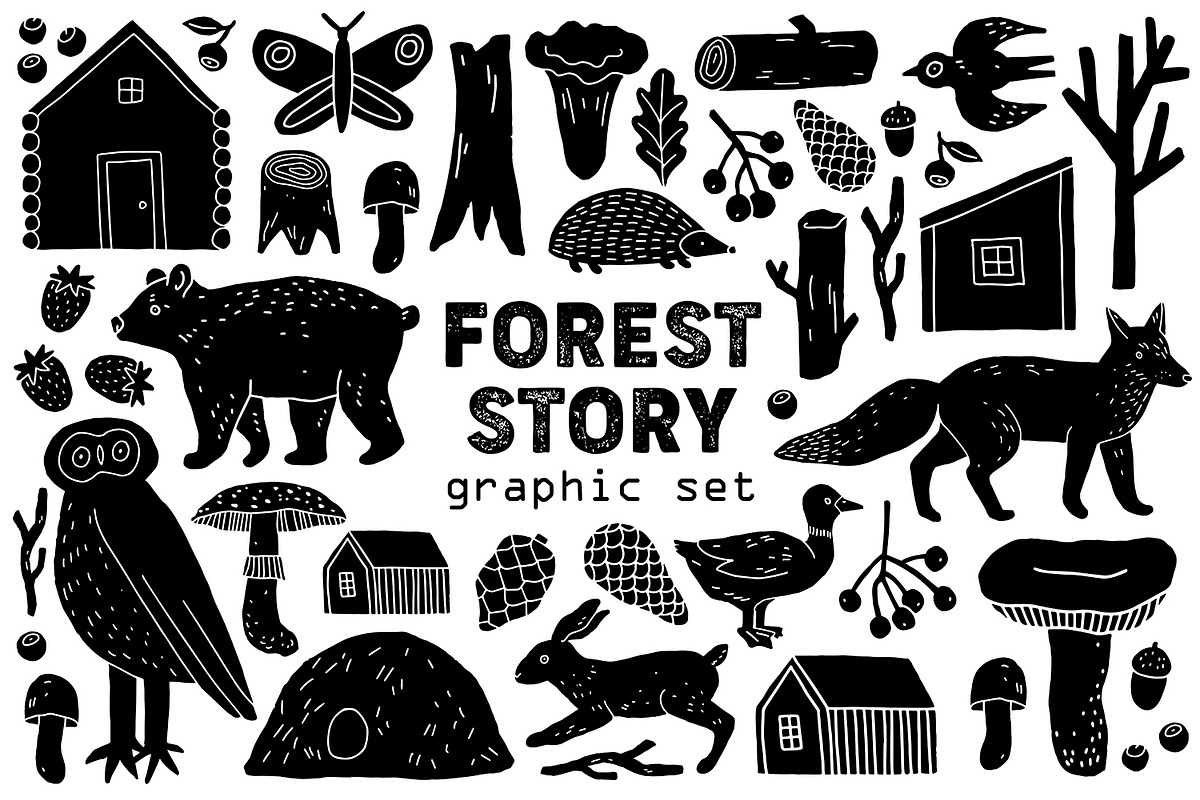 FOREST STORY Graphic Set, an Animal Illustration by Katerina Osa (Photo 1 of 8)