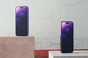 iPhone 14 on the Background Mockup, an iPhone Mockup by 2M GRAPHICS DESIGN (Thumbnail 4 of 7)