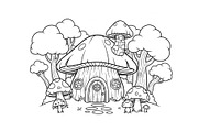 Whimsical Mushroom House Line Art bu, an Illustration by Designs_River (Thumbnail 40 of 51)