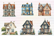 Houses watercolor clipart, an Illustration by CreationArt (Thumbnail 4 of 5)