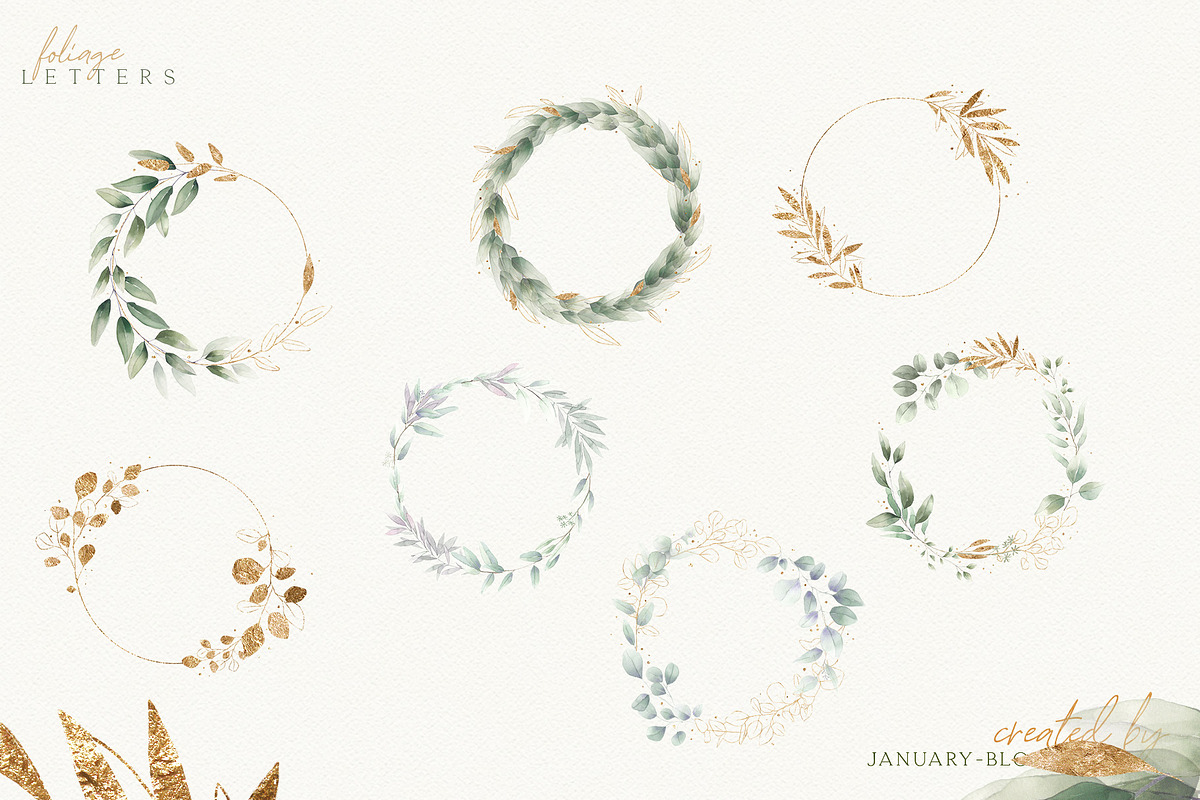 watercolour luxury foliage gold leaf, a Texture Illustration by January Bloom (Photo 5 of 14)