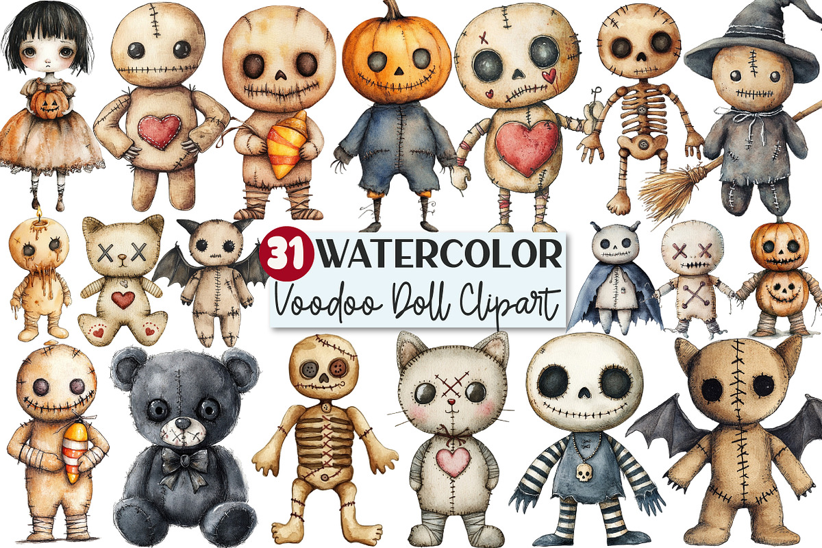 Halloween gothic Voodoo Doll Clipart, an Illustration by Rose Art (Photo 1 of 7)