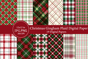Christmas Gingham Plaid Digital Pape, an Illustration by Designworld (Thumbnail 1 of 6)