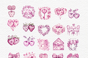Grandmillennial valentine clipart, a Seasonal Illustration by Invite to Clipart (Thumbnail 3 of 4)