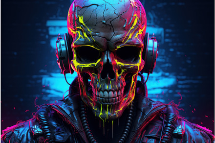 Haunting Cyberpunk skull. Generate, a Texture Illustration by Ylivdesign
