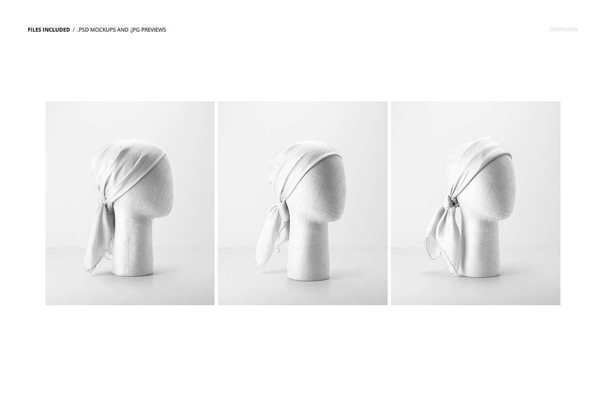 Habotai Silk Scarf Mannequin Mockup, a Hat Mockup by creatsy5 (Photo 2 of 8)