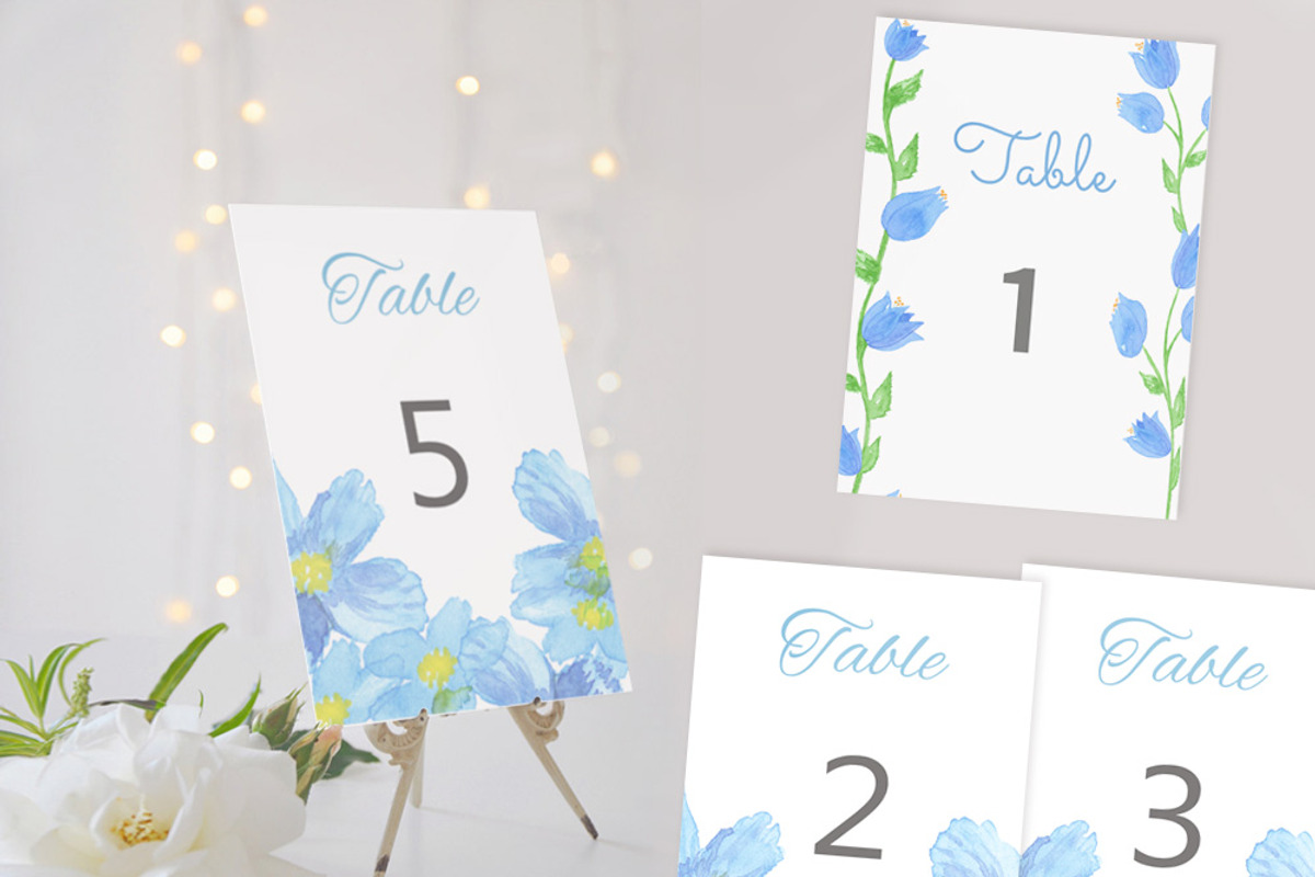 Blue Flower Watercolor Wedding Suite, an Invitation Template by Love Design (Photo 10 of 13)
